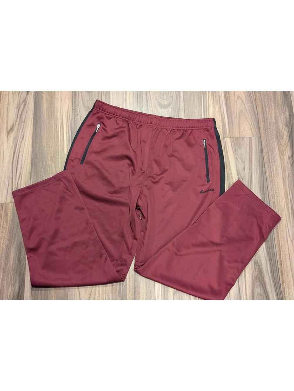 Men's Burgundy Sports Track Pants with Black Side Stripes, Size XXL